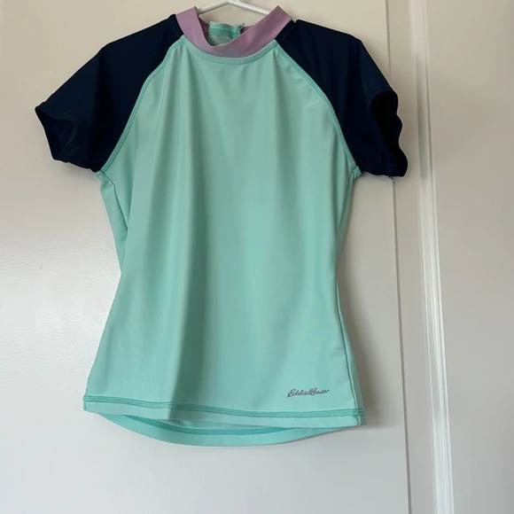 Eddie Bauer Girls Rash Guard Surf Swim Shirt Short Sleeve Size small 7/8 - Picture 2 of 5
